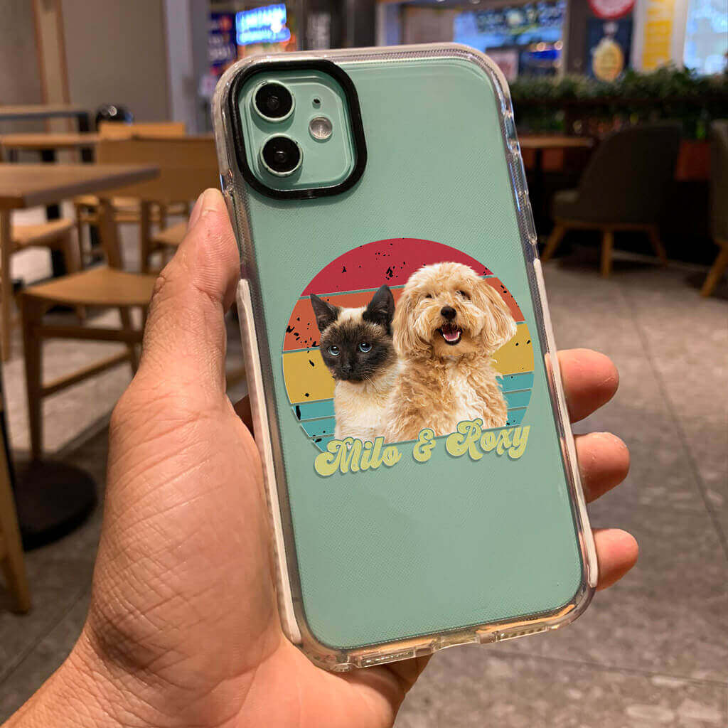 Custom Pet Phone Case - Pet Portrait in Retro Vintage Case - Personalized Gifts For Pet Owners