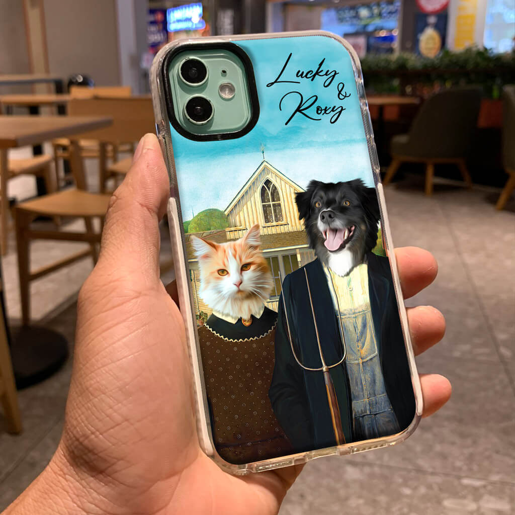 Custom Pet Phone Case - American Gothic Pet Portrait - Personalized Gifts For Pet Owners