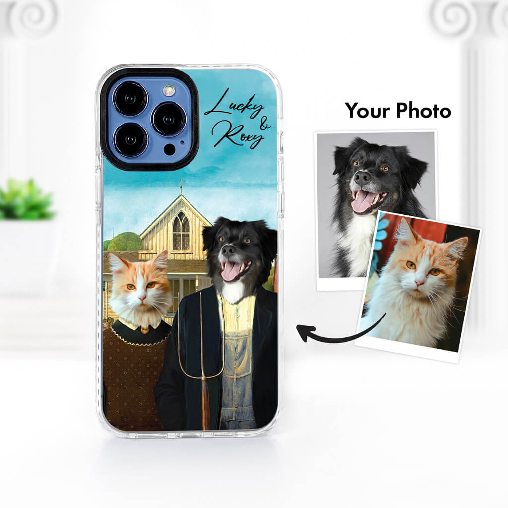 Custom Pet Phone Case - American Gothic Pet Portrait - Personalized Gifts For Pet Owners